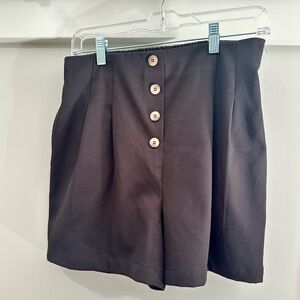Elodie Black High Waist Button Shorts